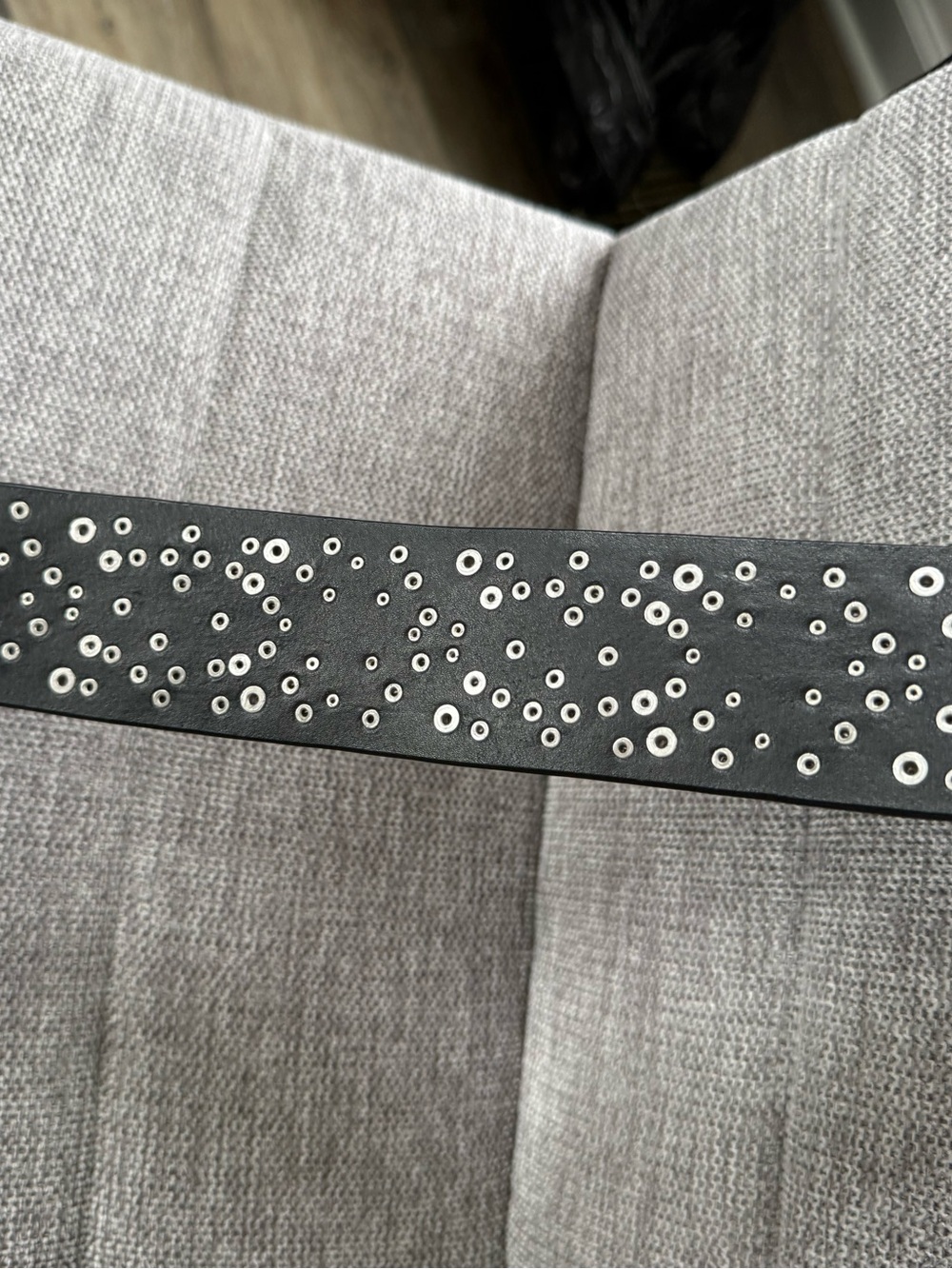 Black Leather Studded Bag Strap with Silver Hardware - Picture 4 of 7